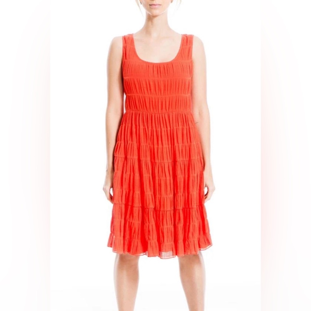 Max Studio Papaya Sleeveless Textured Tiered Midi Dress - Size - XS